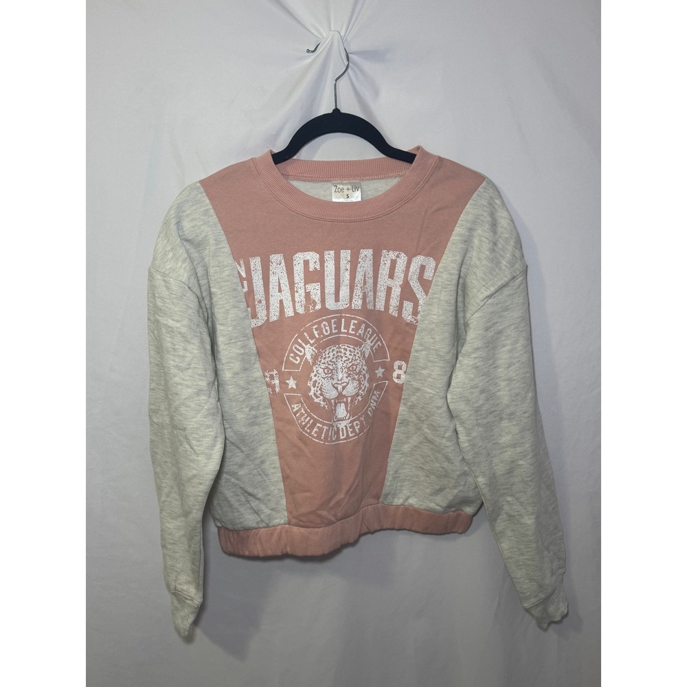 Zoe + Liv Jaguars Colorblock Sweatshirt Womens S Pink Gray Fleece NWOT